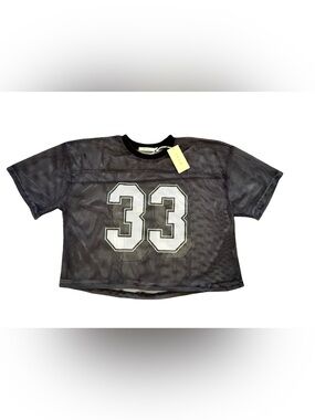 MNML #33 Mesh Football Jersey Boxy Cropped Black White Men’s Medium NWT